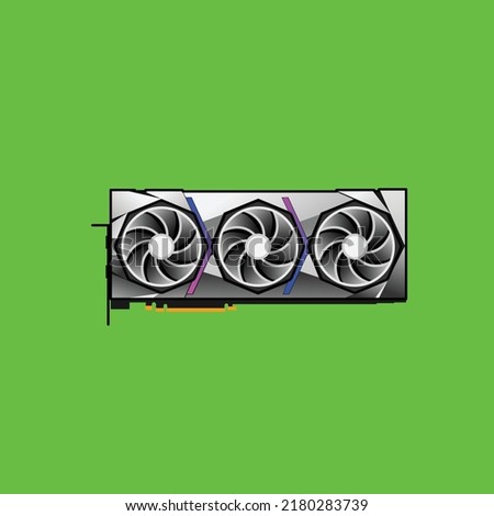 VGA card icon isolated on green background