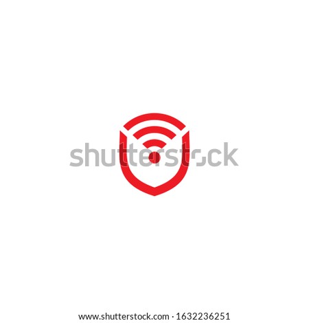 Wifi and shield logo design vector template