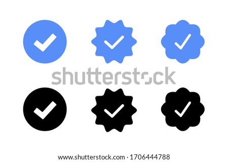 blue tick, verified account icon vector
