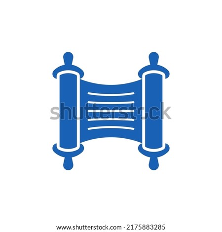 Torah scroll logo glyph icon. Silhouette of Torah scroll. Vector design element for Jewish holidays. Monochrome symbols collection