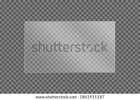 Glass window texture. Mirror reflect effect. Transparent shiny glass plate. Stock vector. 