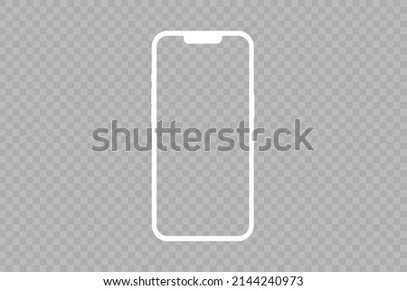 App demonstration mockup. Outline mobile phone frame, mockup with transparent screen. Isolated stock vector