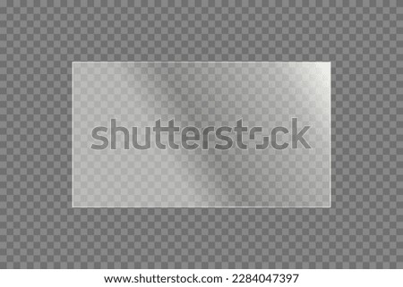 Transparent shiny glass plate. Realistic screen for a laptop or a TV glare or reflection vector illustration on a transparent background