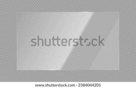 Glass plate or screen reflection vector illustration isolated on transparency grid layer