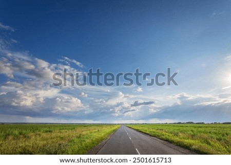 Similar – Image, Stock Photo Road trip on cloudy day