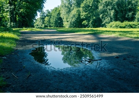 Similar – Image, Stock Photo Road, puddle and reflection