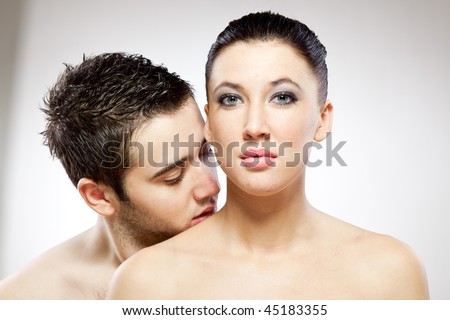 Naked Man and Woman on white background