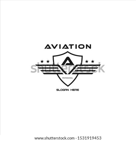 Letter A Shield Wings Logo . Wings Logo abstract design vector template Wings Logo.Aircraft Logo icon.Linear Flying Airlines Logotype.