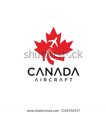 Canadian Aviation Logo Design vector illustration . Canadian Aircraft Logo design .  Canada Airlines Logo . Maple Leaf Logo.