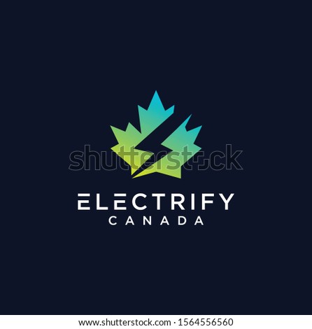 Maple Electric Logo Design Ideas Stock Vector .  Maple Tech Logo Design . Canadian Tech Logo Design vector illustration .Green Tech Canada Logo