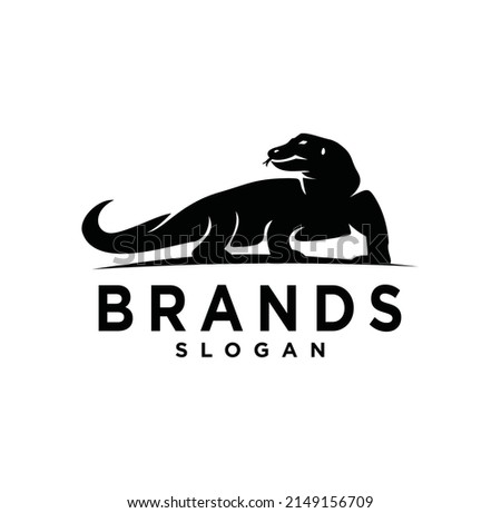 Komodo dragon logo design template graphic animal Vector silhouette 