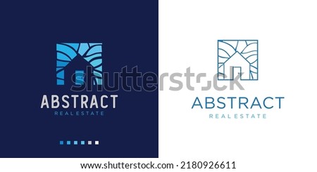 Abstract House Logo Modern Home Decor Icon with Element of Geometric Shapes Stock Vector