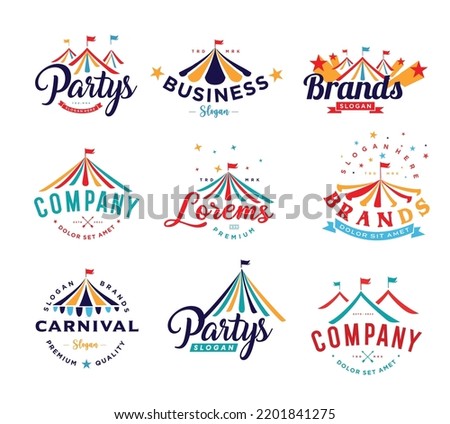 Collection Set of event tent logo design illustrations for Party and Wedding	