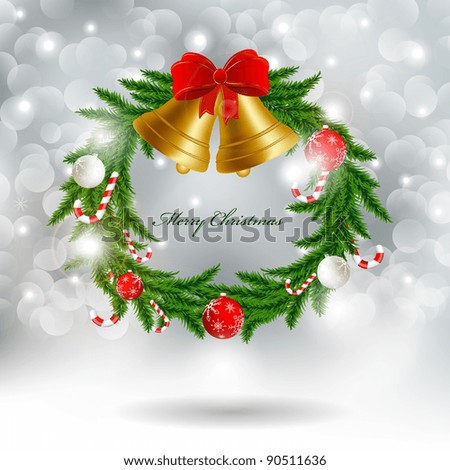 Christmas Garland With Bells Stock Vector Illustration 90511636