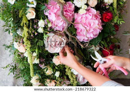 Similar – Image, Stock Photo Florist working Floristry