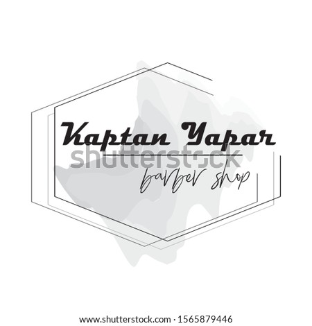 Logo of barbershop with modern concept. Sign 'Kaptan Yapar' wrote in turkish and means 'Captain will do'. Stok fotoğraf © 