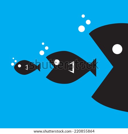 Big Fish Eat Little Fish Stock Vector Illustration 220855864 : Shutterstock