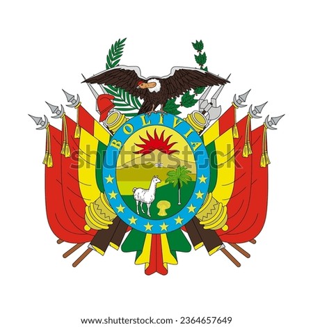the coat of arms of Bolivia is isolated on a white background. the state official symbol of Bolivia. stock vector illustration. EPS 10.