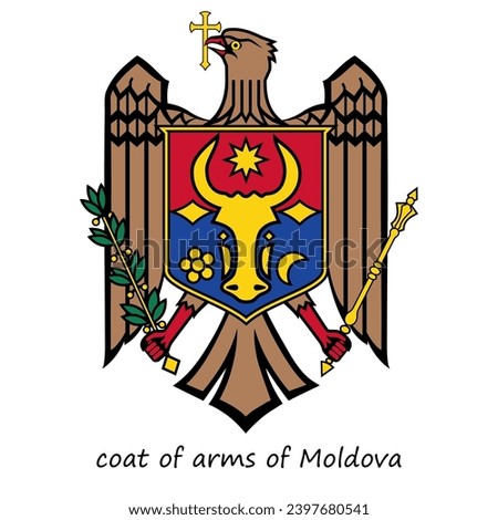 The coat of arms of Moldova is isolated on a white background. the state official symbol of Moldova. stock vector illustration. EPS 10.