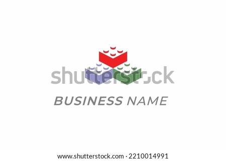 design logo negative space block 3D