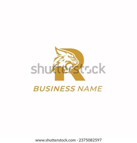design logo negative space letter R and tiger