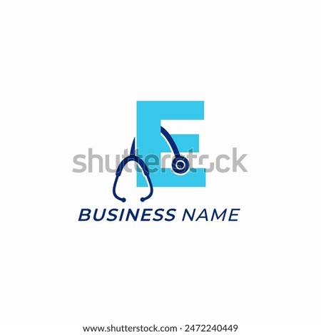 logo design creative letter E and stethoscope