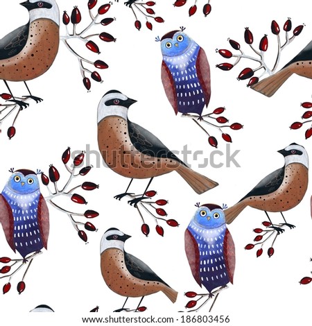 autumn birds pattern