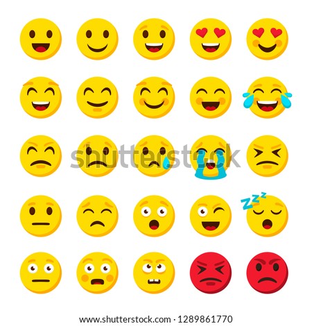 Emoji set. Emoticon cartoon emojis symbols digital chat objects vector icons set