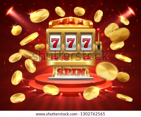Slot machine banner. Casino gambling roulette online lottery jackpot 3D realistic gambling background. Vector roulette slot machine