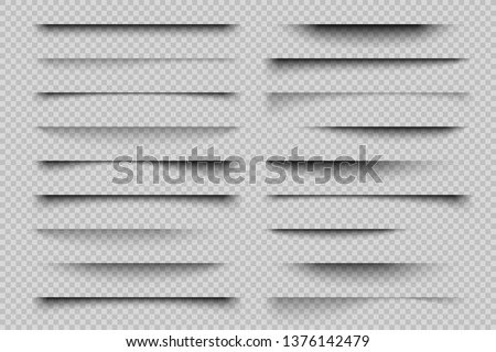 Paper shadow effect. Realistic transparent overlay shadows, poster flyer business card banner shadow. Vector design elements divider lines