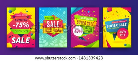 Banner sale poster. Promotion flyer, discount voucher template special offer market brochure. Vector image sale ads labels and set signage promo banners