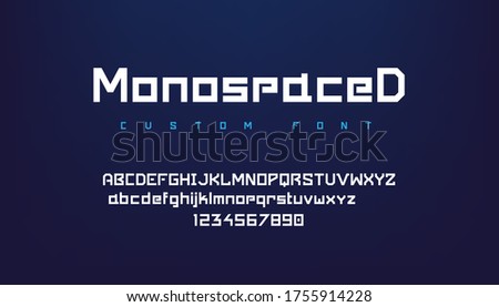Logo font. Futuristic geometric alphabet with uppercase and lowercase symbols for logo, game UI interface and poster headers. Vector image dynamic abstract typeface for creativity