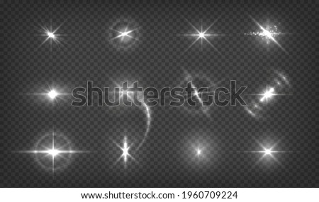 Twinkle lens flares. Glowing light effects. Realistic lightning flare. Flashes and sparks isolated transparent set.  shiny effect Stock foto © 