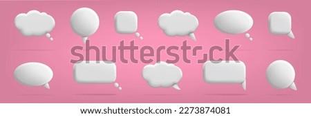 3d speech bubbles for chat messages with copy space. Conversation talk elements, white comments, dialog objects, communication round and square balloon. Vector banner isolated icons set