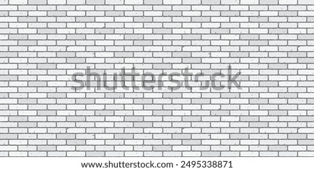 Brick wall. Masonry seamless pattern. White brickwork texture. Cement stone wallpaper. Old grunge building. Urban block construction. House architecture. Interior tile. Vector background