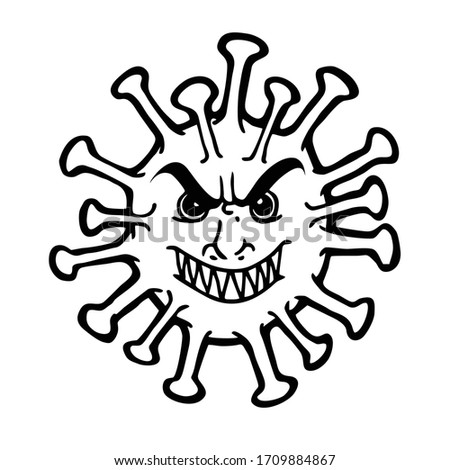 covid-19 outline vector, virus outline, covid monster, monster, covid attack, corona pandemi, corona outline illustration, corona evil