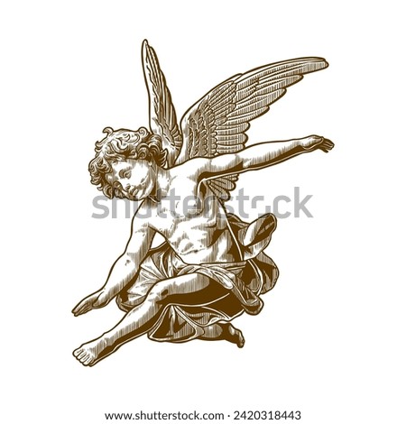 cupid angel with old engraving style	
