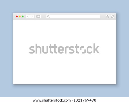 Browser window. Web interface mock screen internet document mockup website flat blank frame tab page elements, vector illustration
