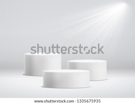 White cylinder template. 3d base stand podium or studio pedestal round platform showroom illustration Foto stock © 