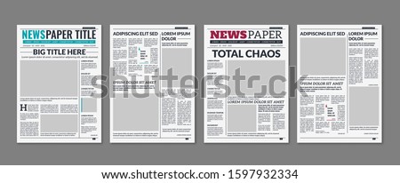 Newspaper column. Printed sheet of news paper with article text and headline publication design vector daily edition newsprint press templates