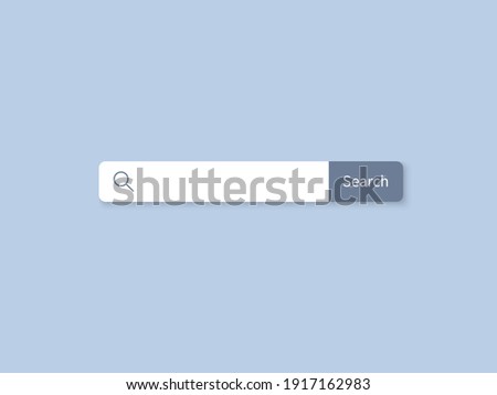 Search bar. Blank internet searching field. String entering keywords for online finding information. Isolated white stripe with button and magnifier sign. Vector browser page template with copy space