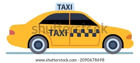 Taxi icon. Yellow checkered cab. Cartoon car