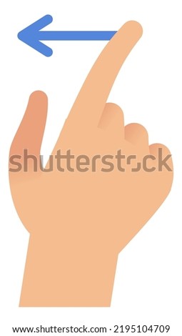 Left swipe gesture. Finger scroll on touch screen