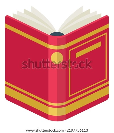Open red book front view. Publish icon
