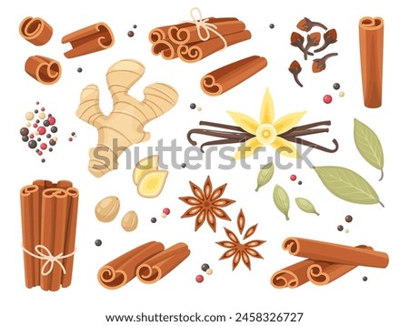 Image, Stock Photo Anise stars and various spices on rustic table