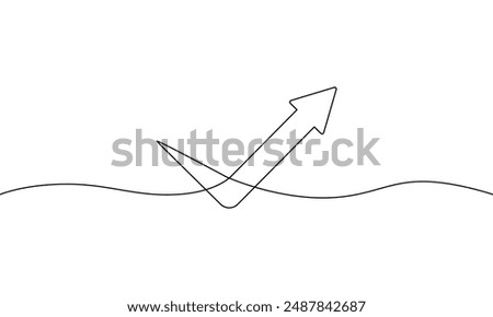 Continuous one line drawing of arrow up. Illustration vector of increasing arrow. Single line art of business growth