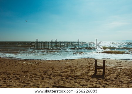 Sea landscape. Tropical sea and blue sky in soft shadow