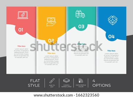 4 Step or Process Infographic With Square Layout and Chart Design