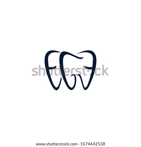 Dental Clinic Logo Tooth abstract design vector template Linear style. the letters EGE form the tooth logotype 