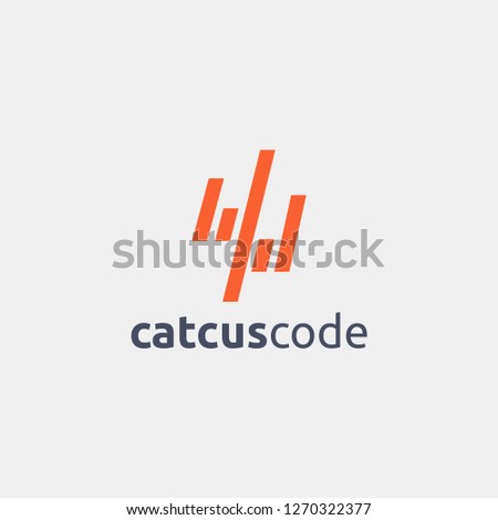 Abstract programmer slash cactus code logo icon vector template on white background